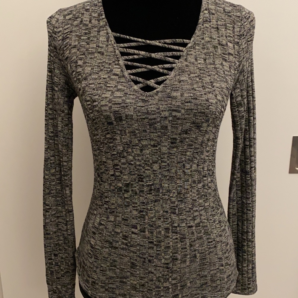 Lace up sweater